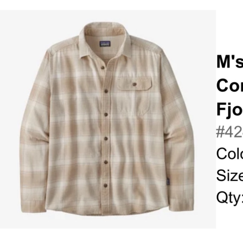 Patagonia Men's Long-Sleeved Fjord Flannel Shirt - Beige